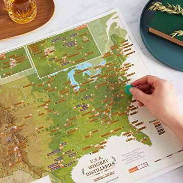 Scratch Off USA Whiskey Distilleries Poster for Enthusiasts