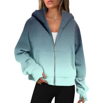 ZEKPEGAN Zip Up Hoodie Women Full Zipper Long Sleeve Drawstring Fall Oversized Casual Loose Fit Y2K ...
