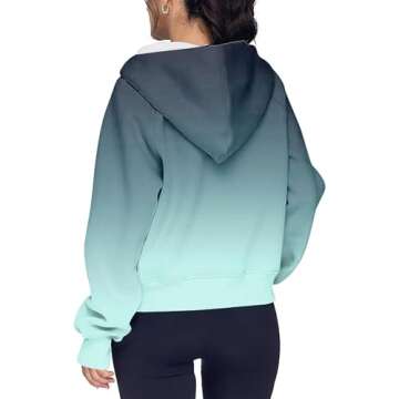 ZEKPEGAN Zip Up Hoodie Women Full Zipper Long Sleeve Drawstring Fall Oversized Casual Loose Fit Y2K Gradient Color Floral Print Thumb Hole Hooded Sweatshirts Jacket With Pockets(A-Light Blue,S)
