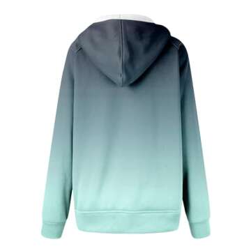 ZEKPEGAN Zip Up Hoodie Women Full Zipper Long Sleeve Drawstring Fall Oversized Casual Loose Fit Y2K Gradient Color Floral Print Thumb Hole Hooded Sweatshirts Jacket With Pockets(A-Light Blue,S)