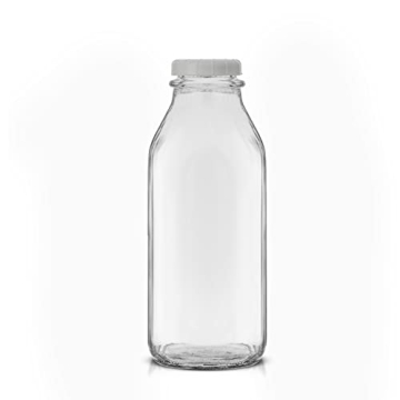 JoyJolt Glass Milk Bottles 32 Oz - 3 Pack Dishwasher Safe