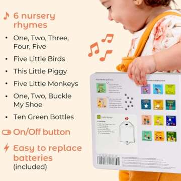 Cali's Books Count Nursery Rhymes Music Book for Toddlers 1-3, Interactive Books for 1+ Year Old wit...