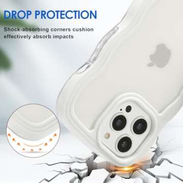 Anuck for iPhone 15 Pro Case Wavy Edge Clear Back Design, Anti-Slip Grip Cute Wave Curly Frame Shape...