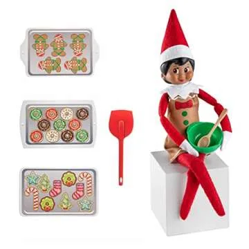The Elf on the Shelf PJ and Baker Set - Itty Bitty Baker With Spatula, Apron, Mixing Bowl, Cookie Trays and Donut PJ Set - 8 Piece Value Multipack