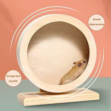 antiai Hamster Wooden Silent Wheel, Small Animal Exercise Wheel Accessories, Quiet Spinner Hamster R...