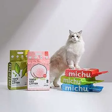 Michu Cat Litter Tofu Cat Litter Best Natural Clumping Solution 5.5lb/88oz 5 Scents - Rainbow Combo,...