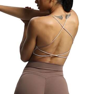 Aoxjox Women's Workout Sports Bras Fitness Veronica Cross Back Padded Low Impact Twist Bra Yoga Crop...