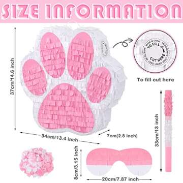 Small Dog Paw Piñata Puppy Birthday Party Supplies - Animal Themed Party Piñata with Blindfold, Ba...