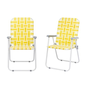 Outvita Webbed Lawn Chairs Set of 2, Foldable Metal Patio Chairs Stable Steel Outdoor Chair for Camp...