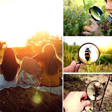 XDGOOD Magnifying Glass 4X Reading Handheld Magnifier, Premium Non-Slip Soft Hand Shank Kids Magnifying Glass, Applied to Science, Books, Newspaper Reading, Insects, Hobby Observation Etc. 2.95in.