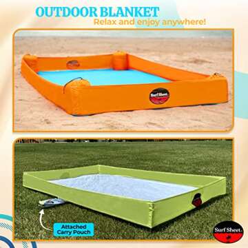 Surf Sheet Sandproof Beach Blanket - Oversize Large Outdoor Picnic Blanket for Beaches & Camping - Portable Family Beach Blanket Waterproof Sandproof for Parks, Travel, Vacation Essentials(Orange)