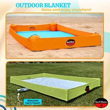 Surf Sheet Sandproof Beach Blanket - Oversize Large Outdoor Picnic Blanket for Beaches & Camping - Portable Family Beach Blanket Waterproof Sandproof for Parks, Travel, Vacation Essentials(Orange)