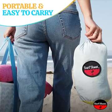 Surf Sheet Sandproof Beach Blanket - Oversize Large Outdoor Picnic Blanket for Beaches & Camping - Portable Family Beach Blanket Waterproof Sandproof for Parks, Travel, Vacation Essentials(Orange)