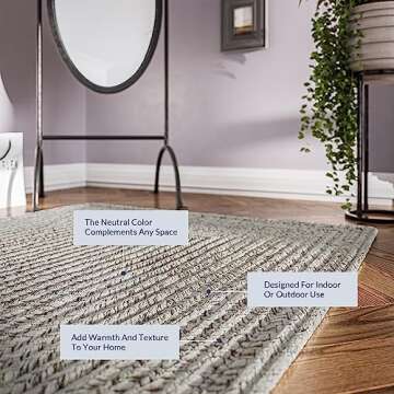 BELLEZE Area Rug Modern Solid Colored Indoor Outdoor Rug, Accent Rug for Patio, Living Room or Kitch...