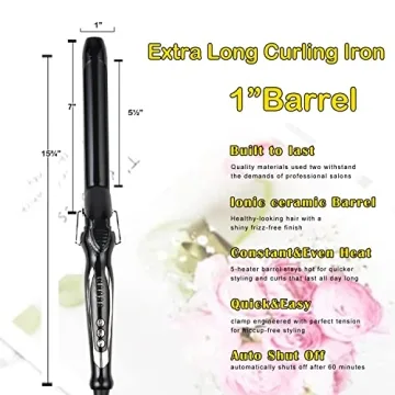 ABP Curling Iron - Ceramic Barrel, Instant Heat, Max 450°F
