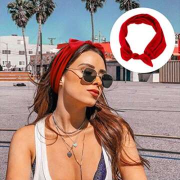 DRESHOW 6 PCS Adjustable Headbands for Women Knotted Headbands Elastic Non-Slip Fashion Hair Bands f...