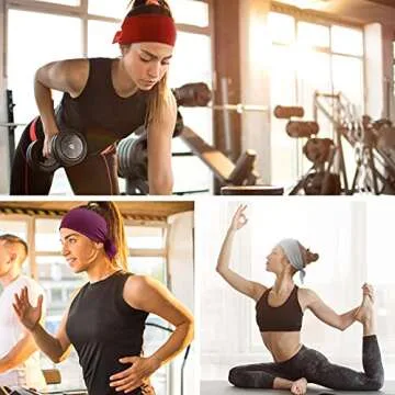 DRESHOW 6 PCS Adjustable Headbands for Women Knotted Headbands Elastic Non-Slip Fashion Hair Bands for Workout Sports Running Yoga