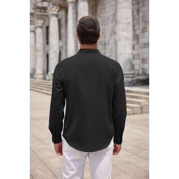 COOFANDY Men Men's Muscle Fit Dress Shirts Wrinkle-Free Long Sleeve Casual Button Down Shirt Fall Fashion Shirt Black S