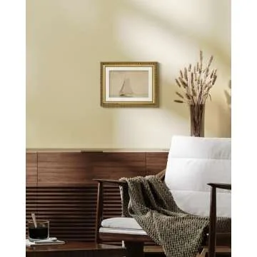 VIYYIEA Gold Framed Wall Art Canvas Print Home Decor for Living Room White Sailboat Seascape Watercolor Vintage Beach Painting on Canvas - Coastal Wall Art Prints for Bedroom Office Bathroom 11x14in