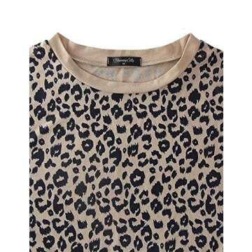 Blooming Jelly Womens Leopard Print Tops Short Sleeve Round Neck Casual T Shirts Tees(M,Leopard 1)