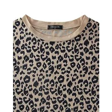 Blooming Jelly Womens Leopard Print Tops Short Sleeve Round Neck Casual T Shirts Tees(M,Leopard 1)