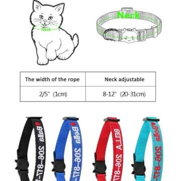 Custom Breakaway Cat Collar Personalized Cat-ID Collar Embroidered Pet Name Phone Safety Collars with Bell