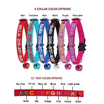 Custom Breakaway Cat Collar Personalized Cat-ID Collar Embroidered Pet Name Phone Safety Collars with Bell