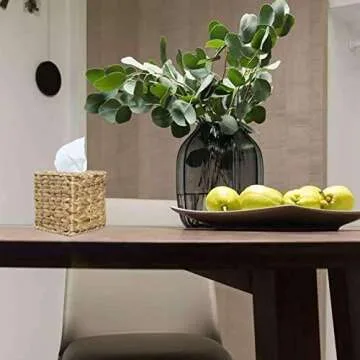 Square Tissue Box Holder Decorative Woven Tissue Box Cover Decorative Napkin Holder Automotive Decoration Tissue Cover for Bathroom Vanity Countertops, Bedroom, Desks, Tables, Office, Kitchen