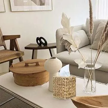 Square Tissue Box Holder Decorative Woven Tissue Box Cover Decorative Napkin Holder Automotive Decoration Tissue Cover for Bathroom Vanity Countertops, Bedroom, Desks, Tables, Office, Kitchen