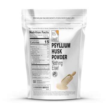 It's Just! - Psyllium Husk Powder, Easy Mixing Dietary Fiber, Cleanse Your Digestive System, Finely Ground Powder, Ideal for Keto Baking, Non-GMO (Unflavored, 10oz (Pack of 1))