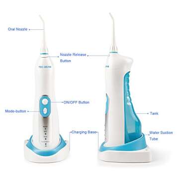 Water Flosser, NURSAL Professional Cordless Rechargable Dental Oral Irrigator - 4 Modes High Capacity Water Tank with 4 Jet Tips