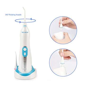 Water Flosser, NURSAL Professional Cordless Rechargable Dental Oral Irrigator - 4 Modes High Capacity Water Tank with 4 Jet Tips