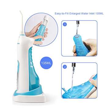 Water Flosser, NURSAL Professional Cordless Rechargable Dental Oral Irrigator - 4 Modes High Capacity Water Tank with 4 Jet Tips