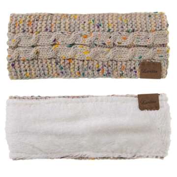 Loritta 4 Pack Womens Winter Headbands Fuzzy Fleece Lined Ear Warmer Cable Knit Thick Warm Crochet H...