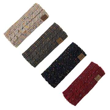 Loritta 4 Pack Womens Winter Headbands Fuzzy Fleece Lined Ear Warmer Cable Knit Thick Warm Crochet Headband Gifts,Multi E