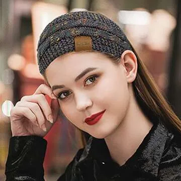 Loritta 4 Pack Womens Winter Headbands Fuzzy Fleece Lined Ear Warmer Cable Knit Thick Warm Crochet Headband Gifts,Multi E