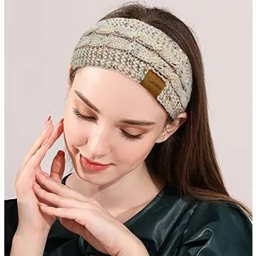 Loritta 4 Pack Womens Winter Headbands Fuzzy Fleece Lined Ear Warmer Cable Knit Thick Warm Crochet Headband Gifts,Multi E