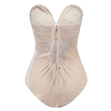 Choies Women's Sexy Plunge Neck Velvet Bodysuit for Parties and Clubs