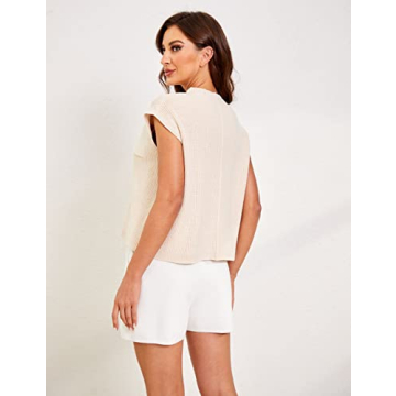 Qiaomai Womens 2 Piece Outfits Sweater Sets Knit Pullover Tops and Shorts Lounge Sets (#2White-L)