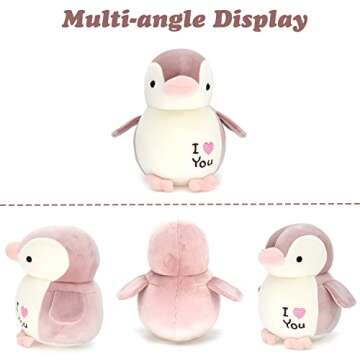HWD 8.7" Soft Stuffed Penguin Dolls, Stuffed Animals Toys, Gifts for Kids Toddlers Birthday Christmas Day Valentine's Day (Pink)