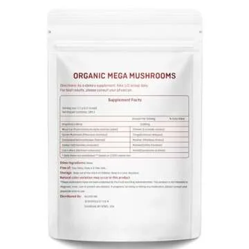 VELOTO Organic Mega Mushroom Powder: 10 in 1 Herbal Supplement for Energy & Focus