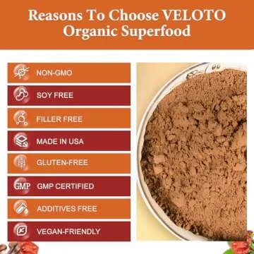 VELOTO Organic Mega Mushroom Powder 10-in-1 Blend 10oz