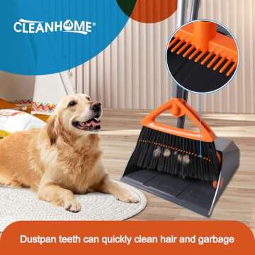 CLEANHOME Heavy Duty Broom & Dustpan Set for All Spaces