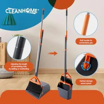 CLEANHOME Heavy Duty Broom & Dustpan Set for All Spaces
