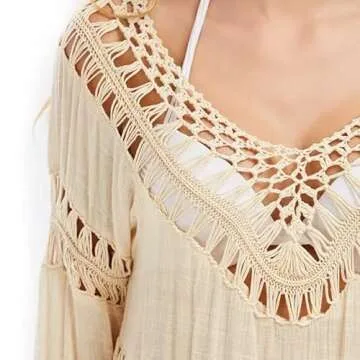 Vanbuy Women’s Bohemian Crochet Shirt for Summer Style