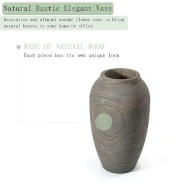 Decorative Wood Vase for Decor - Dried Flower Vase for Home Boho Modern Rustic Wood Decor Accents Minimalist Centerpiees Living Room Coffee Table Office Farmhouse Deorations