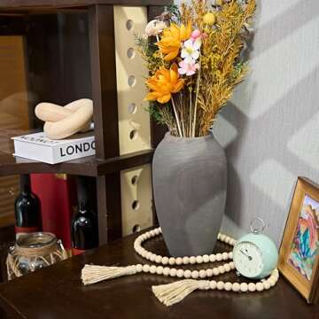 Decorative Wood Vase for Decor - Dried Flower Vase for Home Boho Modern Rustic Wood Decor Accents Minimalist Centerpiees Living Room Coffee Table Office Farmhouse Deorations