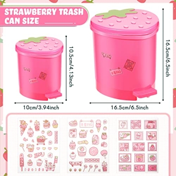Cute Strawberry Desk Trash Can Set for Home or Office