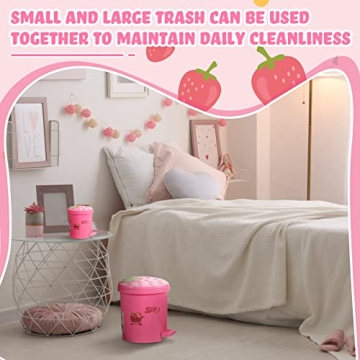 Cute Strawberry Desk Trash Can Set for Home or Office