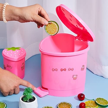 Cute Strawberry Desk Trash Can Set for Home or Office